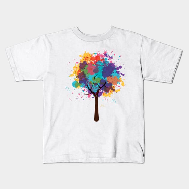 abstract colorful tree life Kids T-Shirt by Midoart